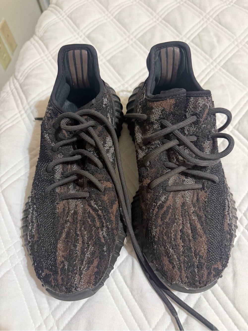 YEEZYS. adidas Men's Knit Sneakers in Black and Brown Multitone